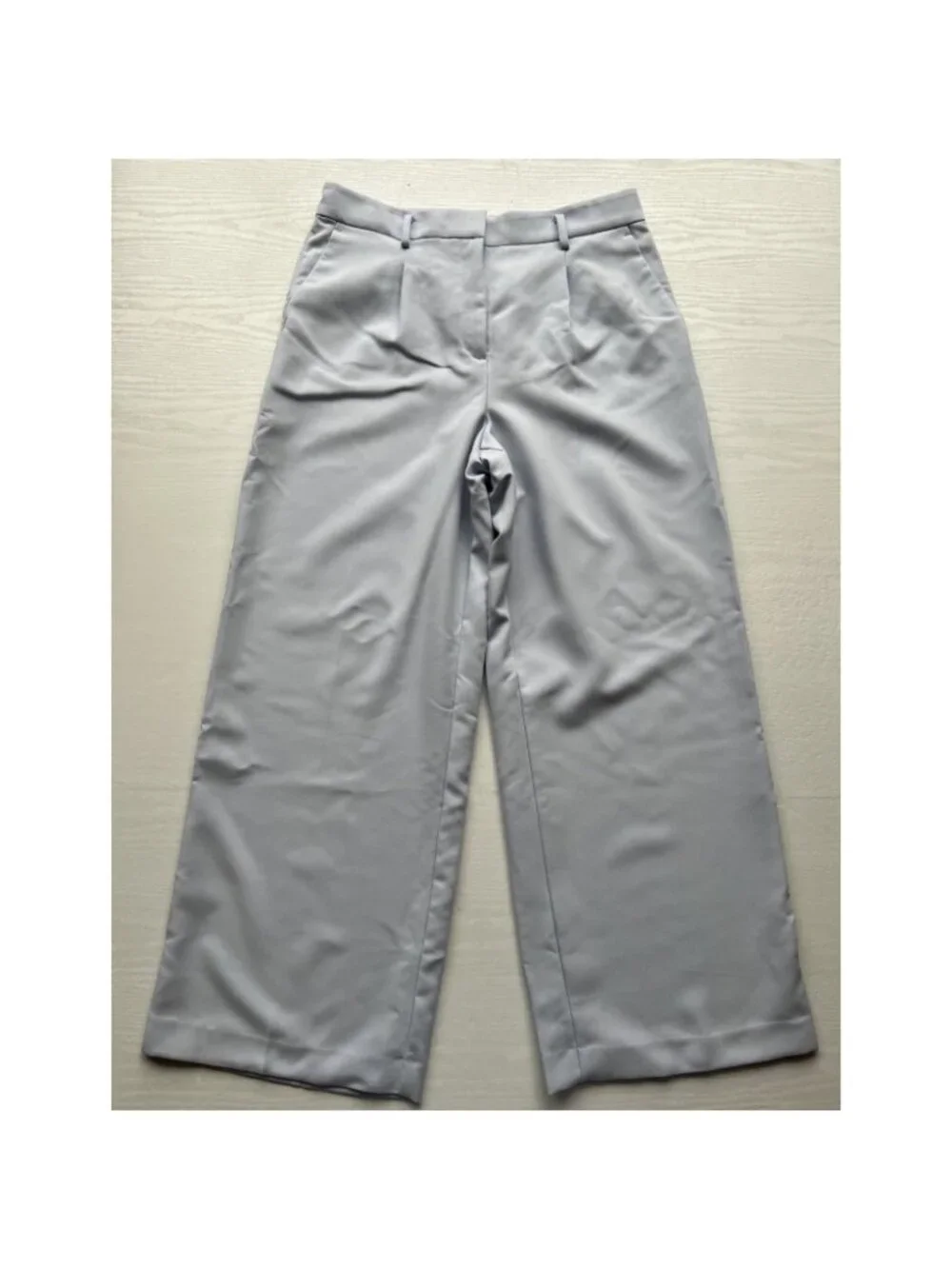 Ann Taylor Wide Leg Pants Womens 12 Ice Blue Crepe Pleated Full Length
